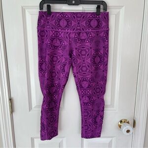 MPG Purple Print Cropped Workout Yoga Leggings